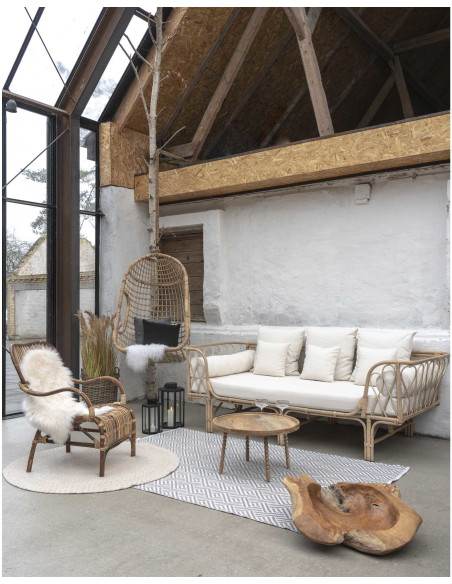 Table basse originale Ronde Bois de manguier Naturel Jammu 