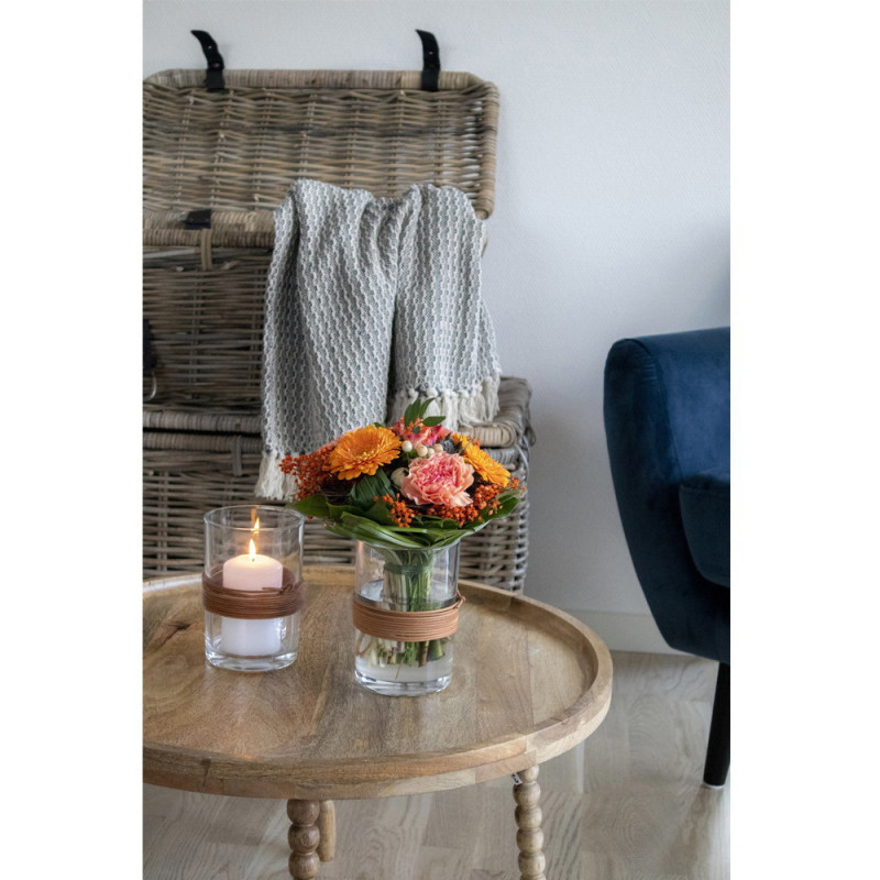 Table basse originale Ronde Bois de manguier Naturel Jammu 