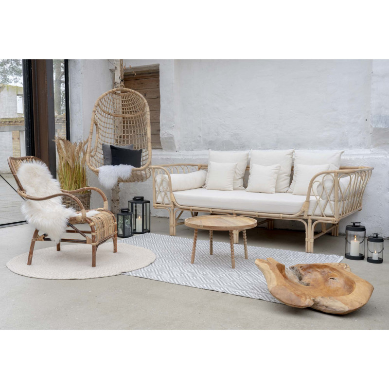 Table basse originale Ronde Bois de manguier Naturel Jammu 