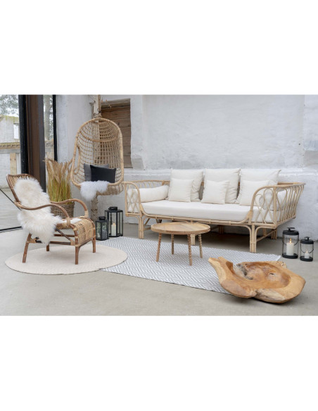 Table basse originale Ronde Bois de manguier Naturel Jammu 