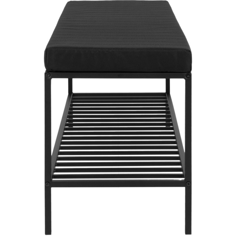 Banc d'entrée moderne 1 étagère 2 places Métal Panneau de particules Feuille de mélamine Tissu Noir Vita 