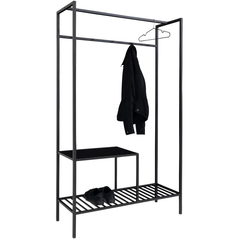 Dressing moderne 2 étagères Métal Panneau de particules Feuille de mélamine Noir Vita 