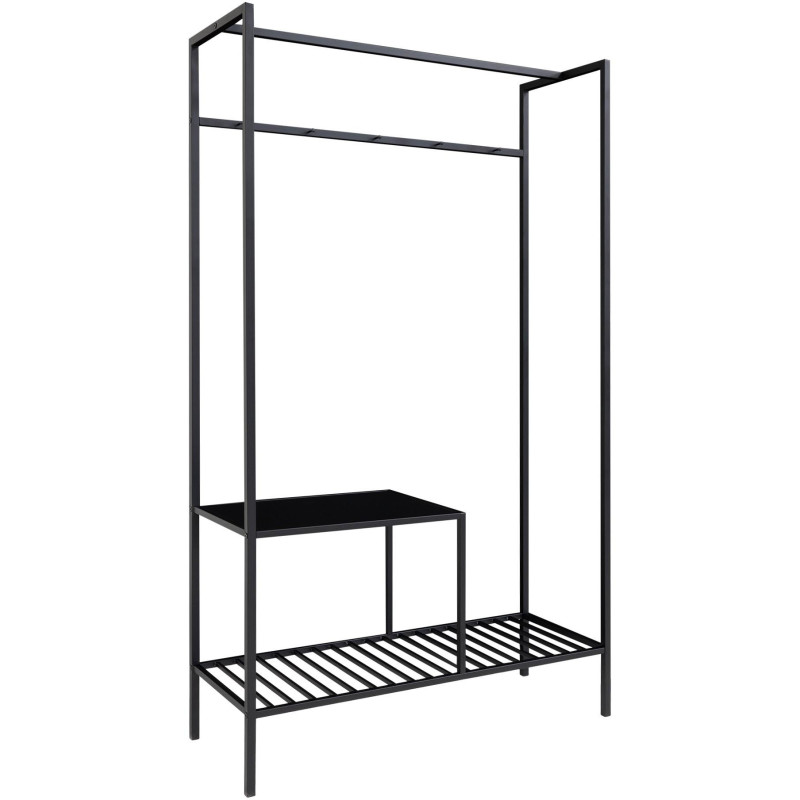 Dressing moderne 2 étagères Métal Panneau de particules Feuille de mélamine Noir Vita 
