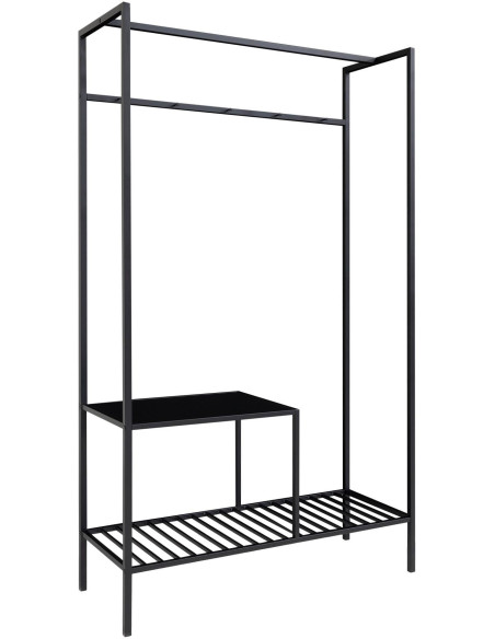Dressing moderne 2 étagères Métal Panneau de particules Feuille de mélamine Noir Vita 