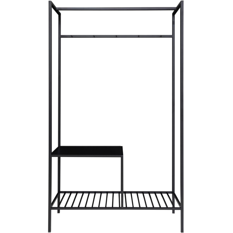 Dressing moderne 2 étagères Métal Panneau de particules Feuille de mélamine Noir Vita 