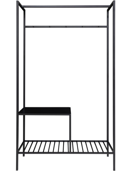 Dressing moderne 2 étagères Métal Panneau de particules Feuille de mélamine Noir Vita 