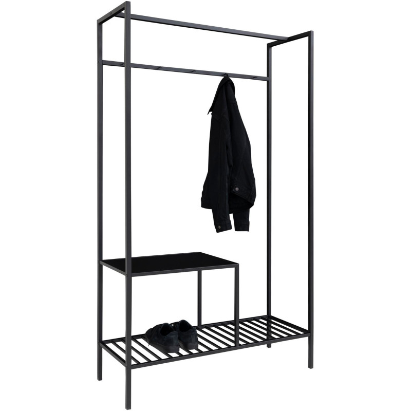Dressing moderne 2 étagères Métal Panneau de particules Feuille de mélamine Noir Vita 