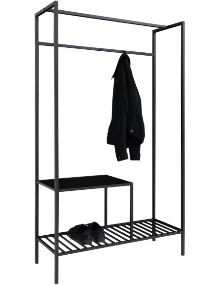 Dressing moderne 2 étagères Métal Panneau de particules Feuille de mélamine Noir Vita 