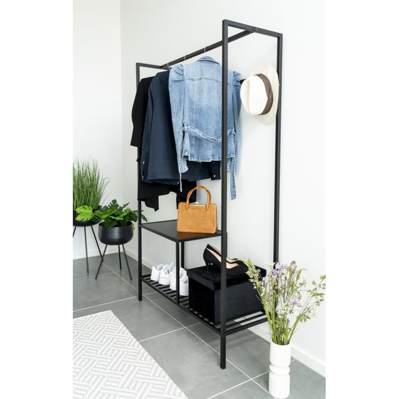 Dressing moderne 2 étagères Métal Panneau de particules Feuille de mélamine Noir Vita 