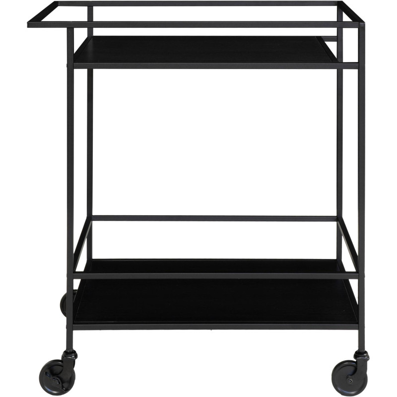 Desserte bar moderne sur roulettes 2 niveaux Métal Panneau de particules Feuille de mélamine Noir Vita 