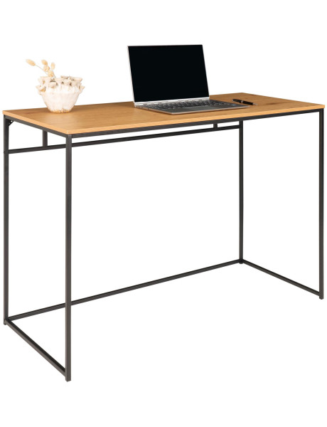 Bureau moderne Métal Noir Panneau de particules Feuille de mélamine Naturel Effet chêne Vita 