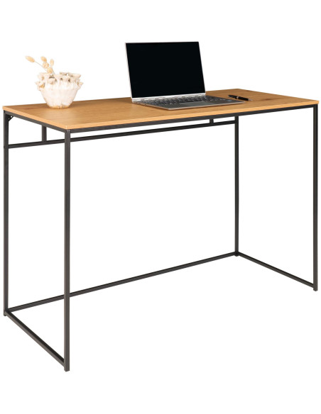 Bureau moderne Métal Noir Panneau de particules Feuille de mélamine Naturel Effet chêne Vita 