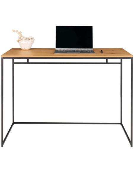 Bureau moderne Métal Noir Panneau de particules Feuille de mélamine Naturel Effet chêne Vita 