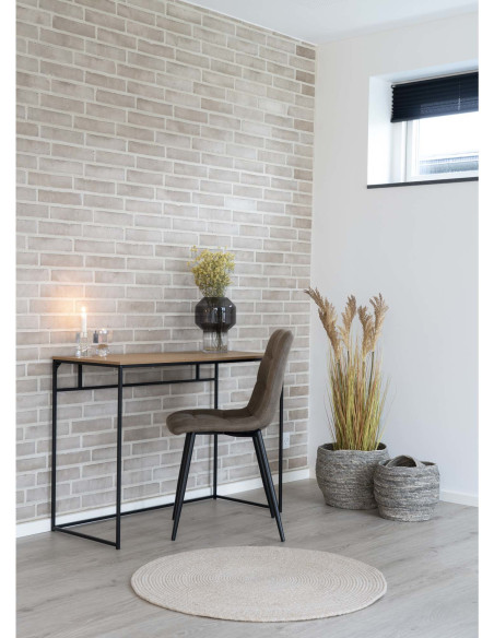 Bureau moderne Métal Noir Panneau de particules Feuille de mélamine Naturel Effet chêne Vita 