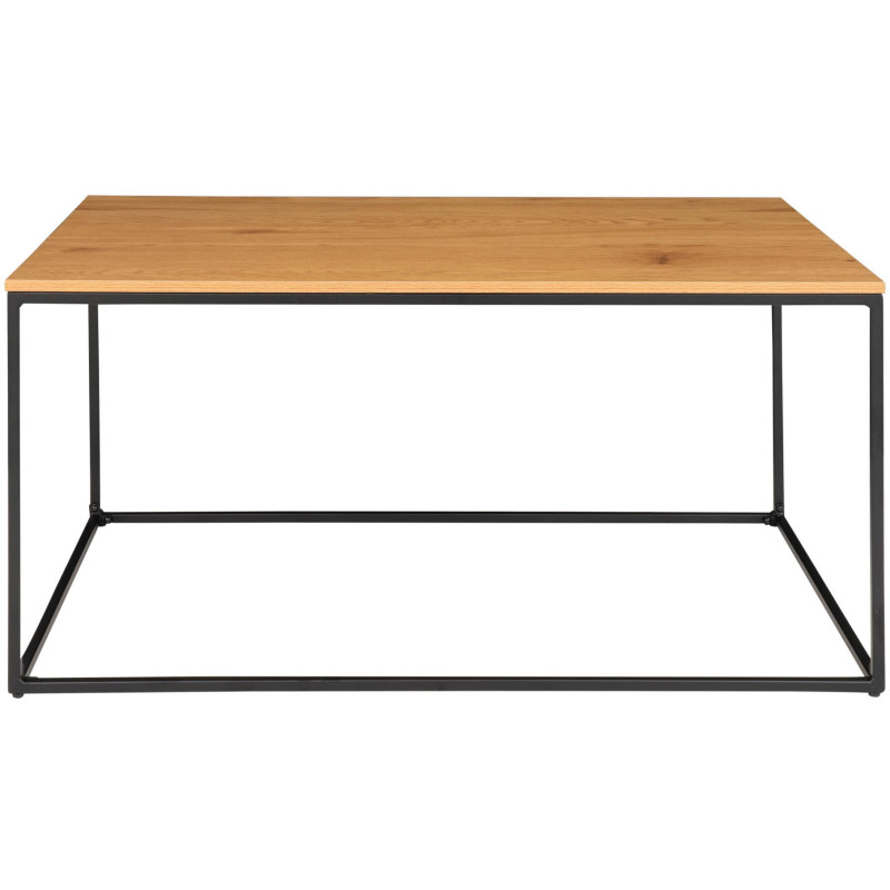 Table basse moderne Rectangulaire Métal Noir Panneau de particules Feuille de mélamine Naturel Effet chêne Vita 
