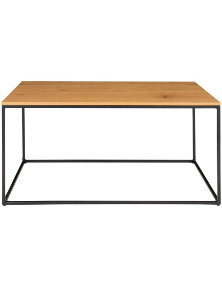 Table basse moderne Rectangulaire Métal Noir Panneau de particules Feuille de mélamine Naturel Effet chêne Vita 