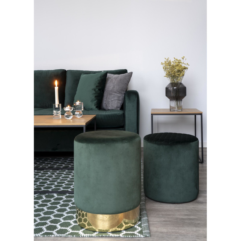 Table d'appoint moderne Carrée Métal Noir Panneau de particules Feuille de mélamine Naturel Effet chêne Vita 