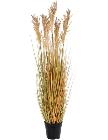 Grande Plante artificielle réaliste Sorghum Hauteur 110 cm Plastique Polyester Naturel Noir 