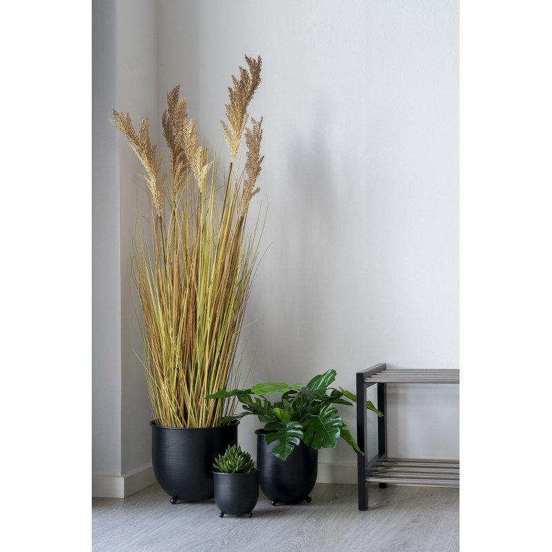 Grande Plante artificielle réaliste Sorghum Hauteur 110 cm Plastique Polyester Naturel Noir 