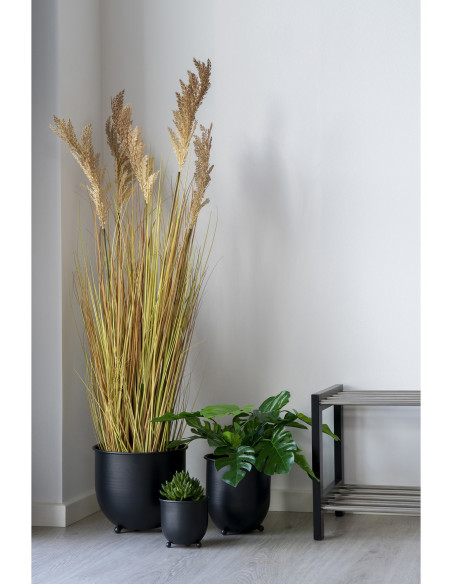 Grande Plante artificielle réaliste Sorghum Hauteur 110 cm Plastique Polyester Naturel Noir 