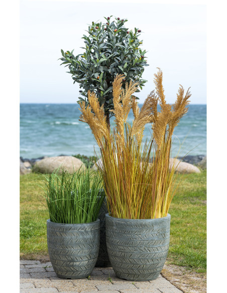 Grande Plante artificielle réaliste Sorghum Hauteur 110 cm Plastique Polyester Naturel Noir 