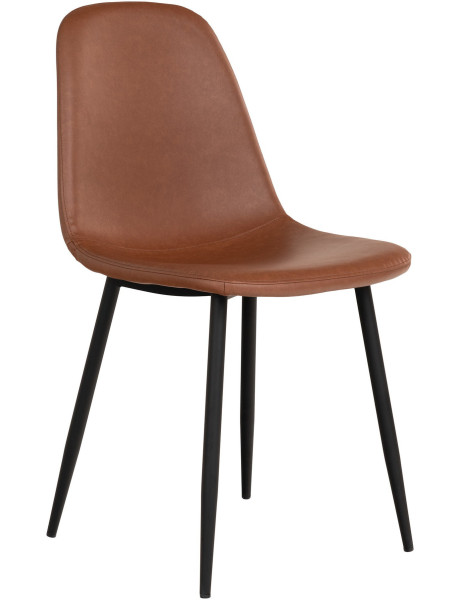 Chaise moderne Polyuréthane Marron Vieilli Métal Noir Stockholm (Lot de 2) 