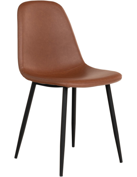 Chaise moderne Polyuréthane Marron Vieilli Métal Noir Stockholm (Lot de 2) 