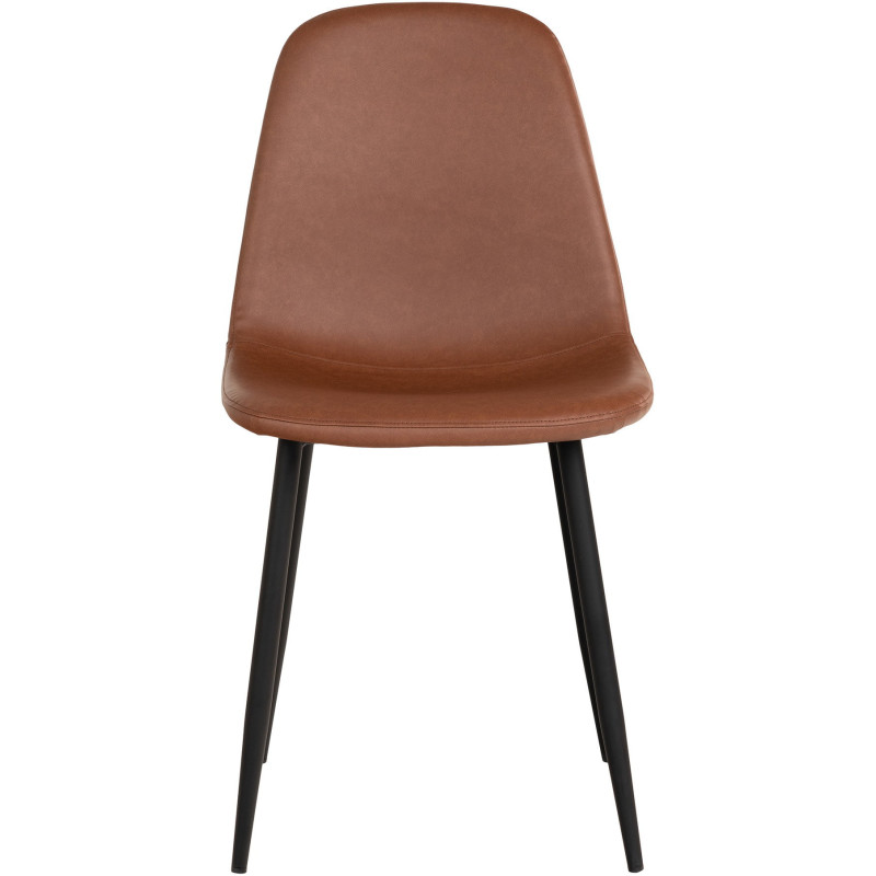 Chaise moderne Polyuréthane Marron Vieilli Métal Noir Stockholm (Lot de 2) 