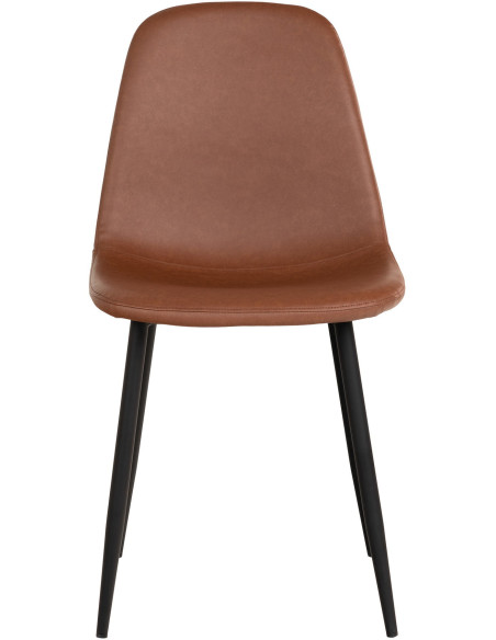 Chaise moderne Polyuréthane Marron Vieilli Métal Noir Stockholm (Lot de 2) 