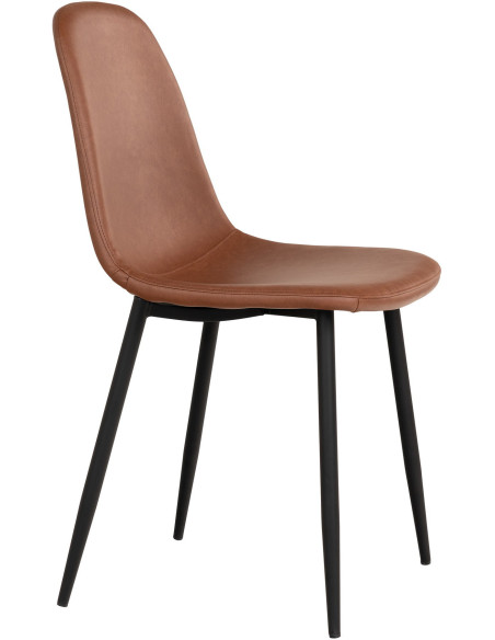 Chaise moderne Polyuréthane Marron Vieilli Métal Noir Stockholm (Lot de 2) 