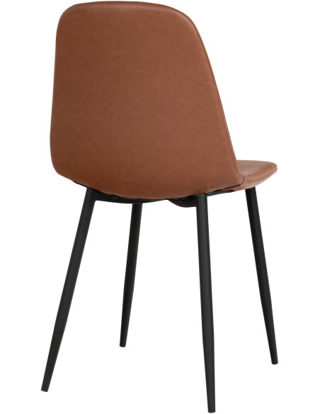 Chaise moderne Polyuréthane Marron Vieilli Métal Noir Stockholm (Lot de 2) 