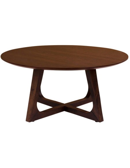 Table basse moderne Ronde Bois MDF Marron Effet noyer Hellrup 