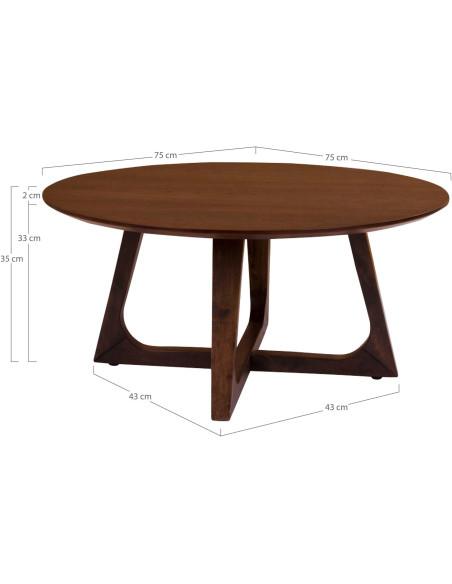 Table basse moderne Ronde Bois MDF Marron Effet noyer Hellrup 