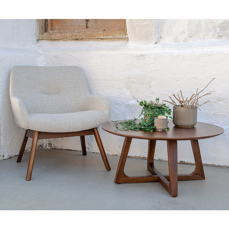 Table basse moderne Ronde Bois MDF Marron Effet noyer Hellrup 