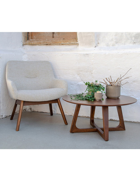 Table basse moderne Ronde Bois MDF Marron Effet noyer Hellrup 