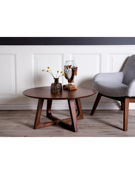 Table basse moderne Ronde Bois MDF Marron Effet noyer Hellrup 
