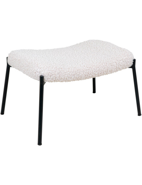 Repose pieds moderne chic Tissu Blanc Bouclé Métal Noir Glasgow 