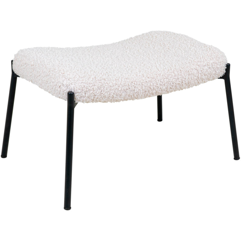 Repose pieds moderne chic Tissu Blanc Bouclé Métal Noir Glasgow 
