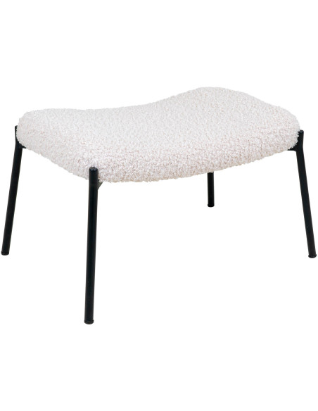 Repose pieds moderne chic Tissu Blanc Bouclé Métal Noir Glasgow 