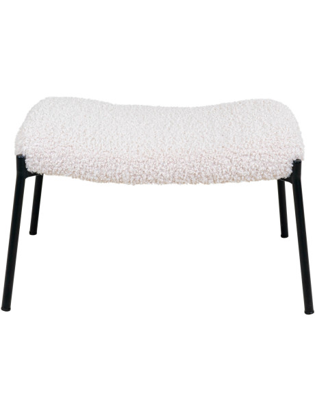 Repose pieds moderne chic Tissu Blanc Bouclé Métal Noir Glasgow 