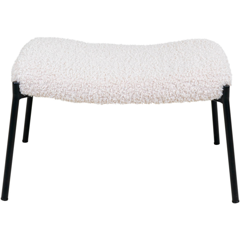 Repose pieds moderne chic Tissu Blanc Bouclé Métal Noir Glasgow 