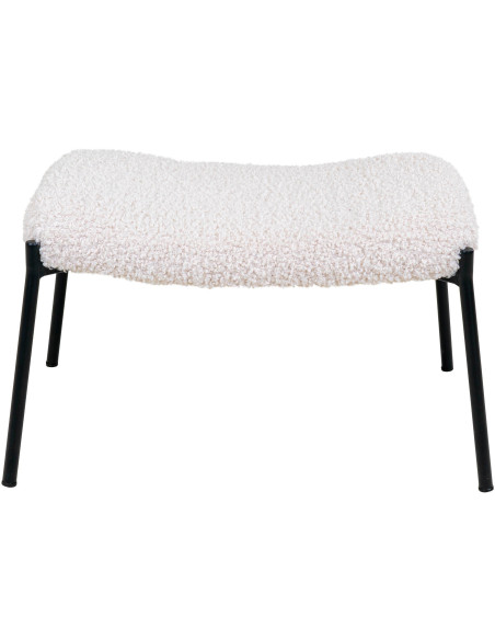 Repose pieds moderne chic Tissu Blanc Bouclé Métal Noir Glasgow 