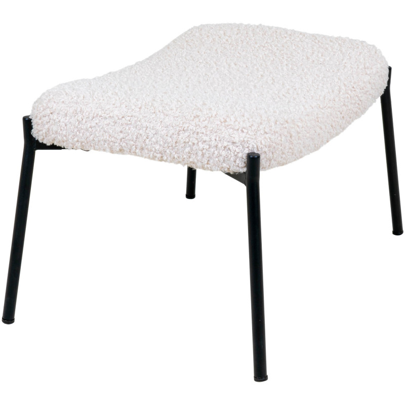 Repose pieds moderne chic Tissu Blanc Bouclé Métal Noir Glasgow 