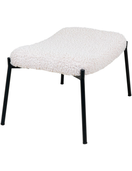 Repose pieds moderne chic Tissu Blanc Bouclé Métal Noir Glasgow 