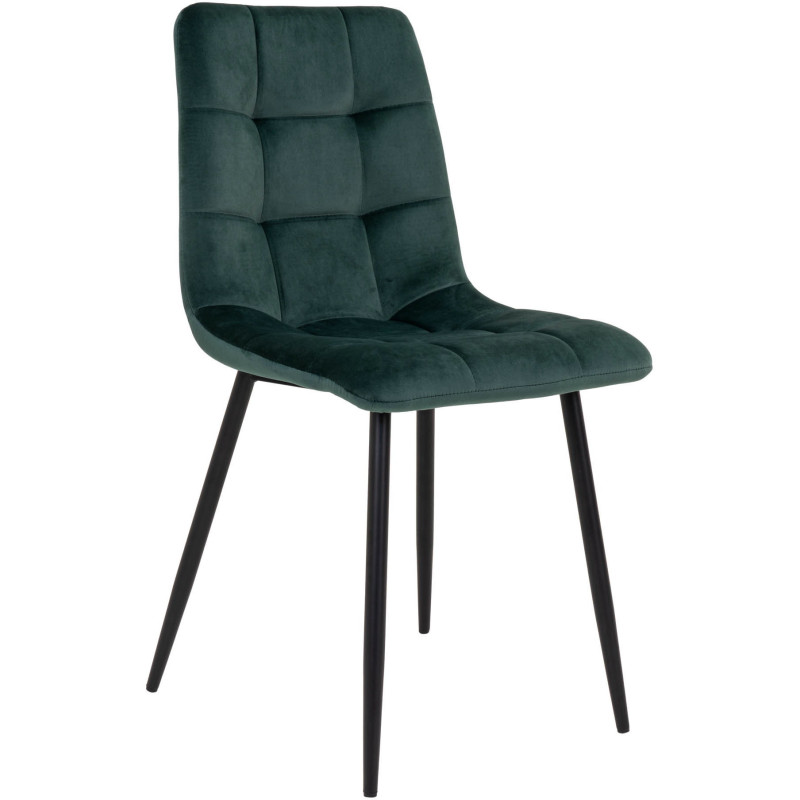 Chaise moderne matelassée Velours Vert foncé Métal Noir Middelfart (Lot de 2) 
