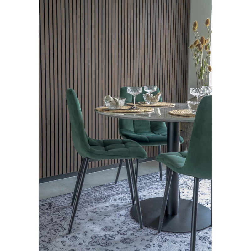 Chaise moderne matelassée Velours Vert foncé Métal Noir Middelfart (Lot de 2) 