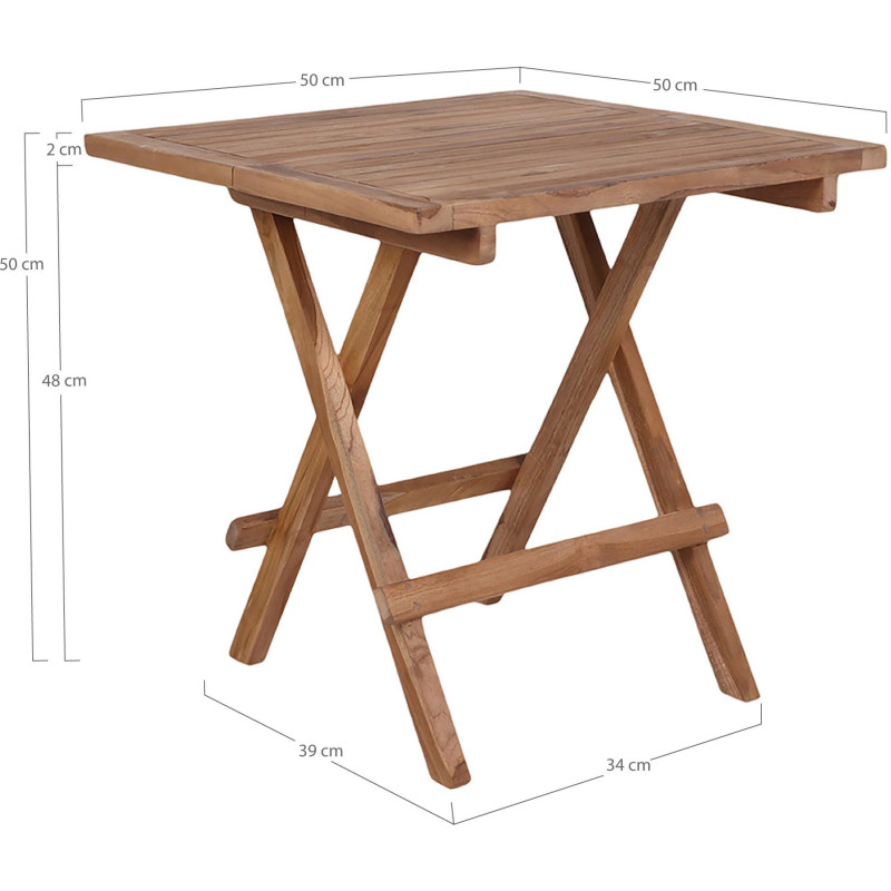 Table basse de jardin Carrée Bois de teck Naturel Bilbao 