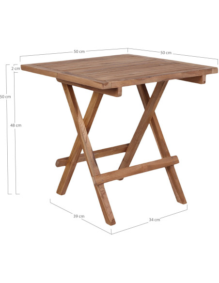 Table basse de jardin Carrée Bois de teck Naturel Bilbao 