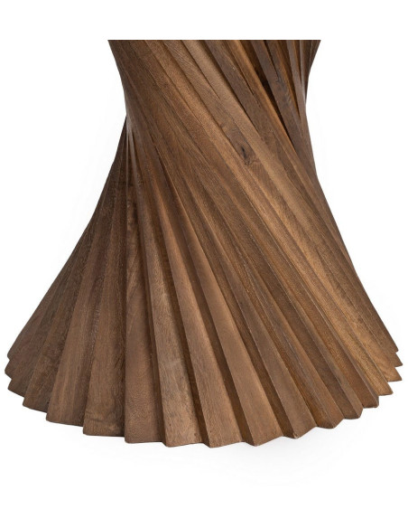 Table à manger ronde 120 cm marbre beige pied torsadé bois Torsia