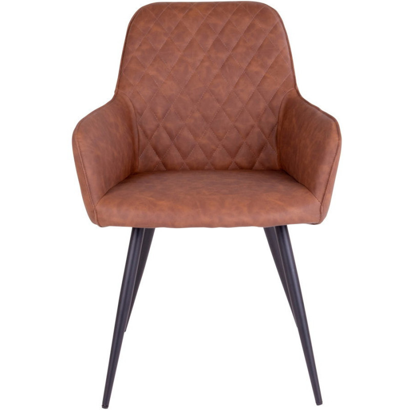 Fauteuil de table matelassé Polyuréthane Marron Vieilli Métal Noir Harbo (Lot de 2) House Nordic - 2